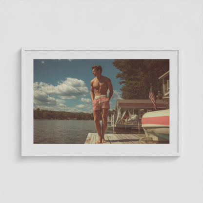 Independence Dock 36x24 White Landscape Box Frame