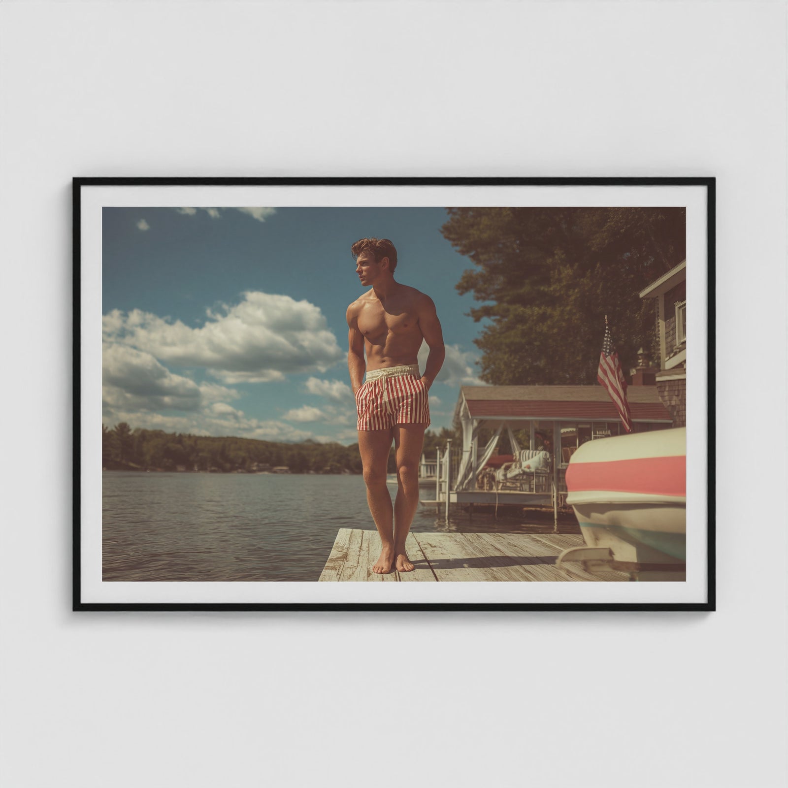 Independence Dock 60x40 Black Landscape Box Frame