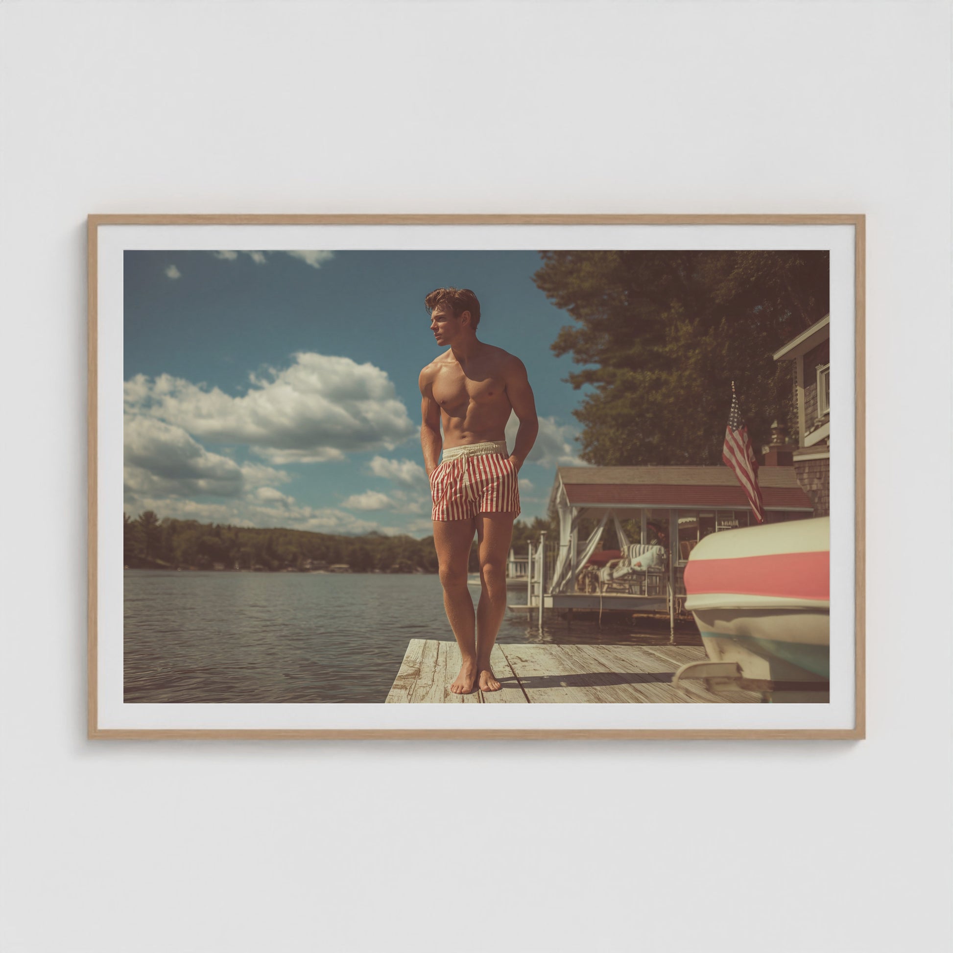 Independence Dock 60x40 Natural Landscape Box Frame