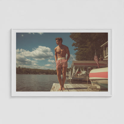 Independence Dock 60x40 White Landscape Box Frame