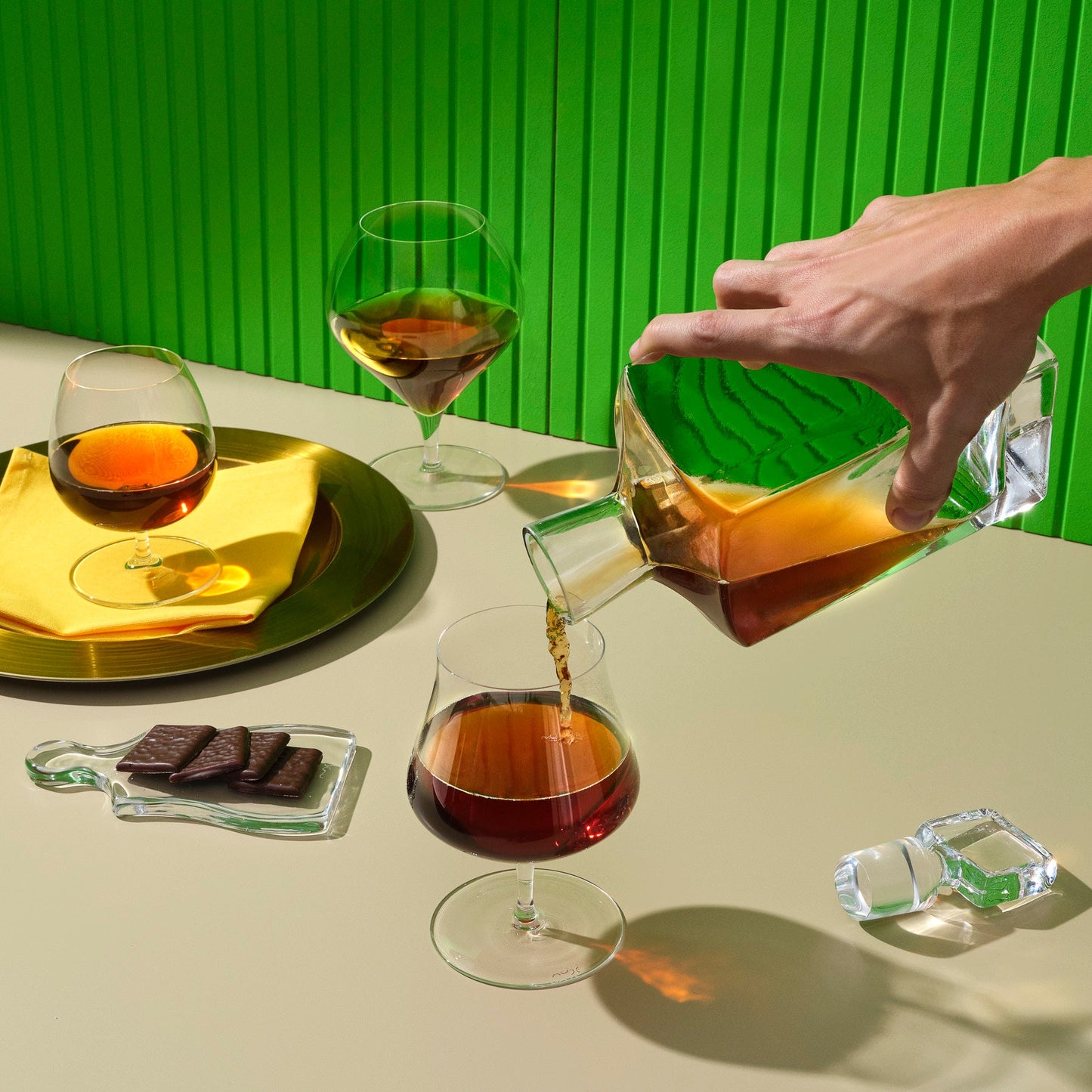 Lifestyle view of Vintage Set of 2 Cognac Glasses 16.9 oz | Provenance & Patina