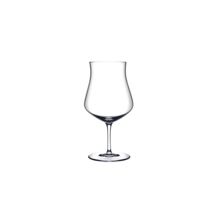 Still life of a NUDE Glass Islands crystal beer glass displaying a clean, modern silhouette.