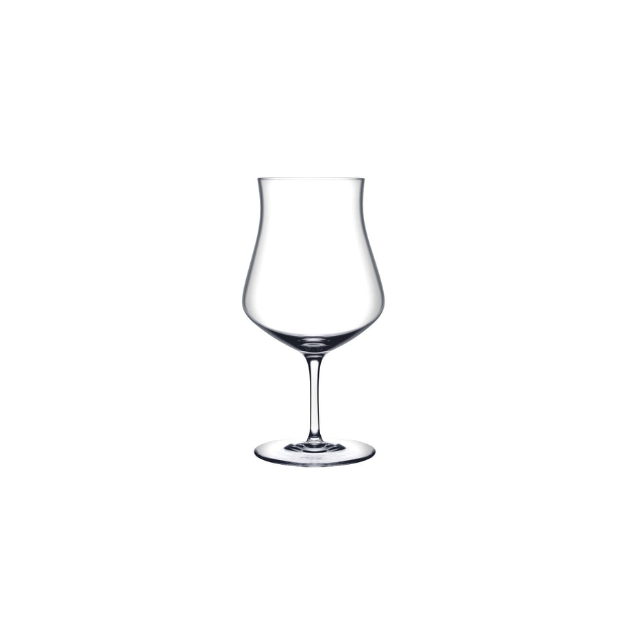 Still life of a NUDE Glass Islands crystal beer glass displaying a clean, modern silhouette.