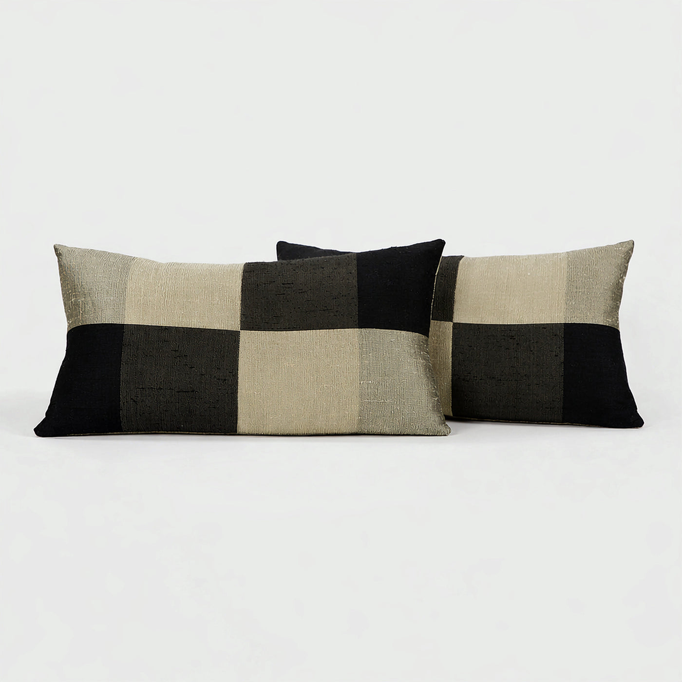 Product shot of Silk Colorblock Lumbar Pillows Pair – Masculine Fine Art | Provenance & Patina