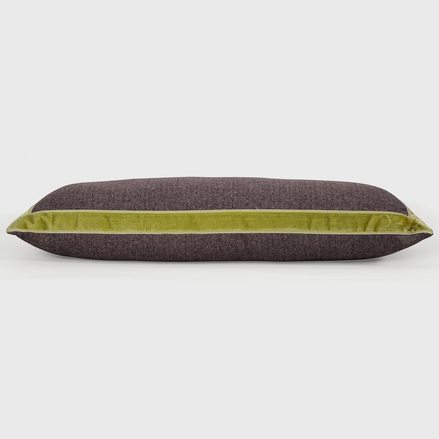 Close up detail of Chartreuse and Plum Bolster Pillow – Masculine Fine Art - Luxury Pillows | Provenance & Patina