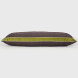 Close up detail of Chartreuse and Plum Bolster Pillow – Masculine Fine Art - Luxury Pillows | Provenance & Patina