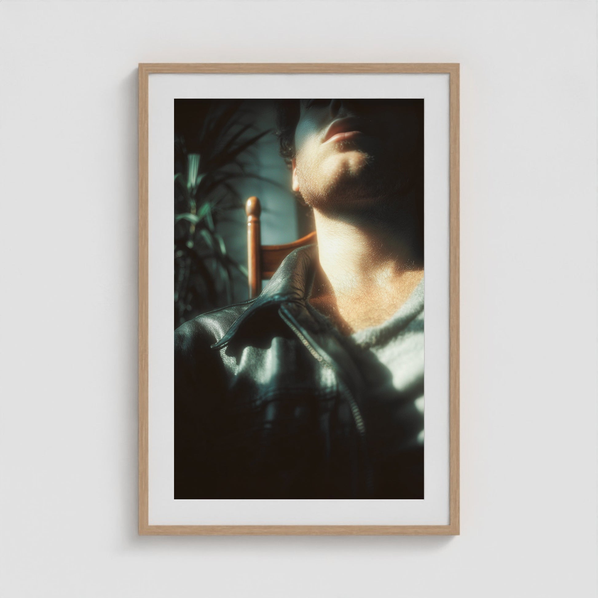 Leather Jacket 24x36 Natural Portrait Box Frame