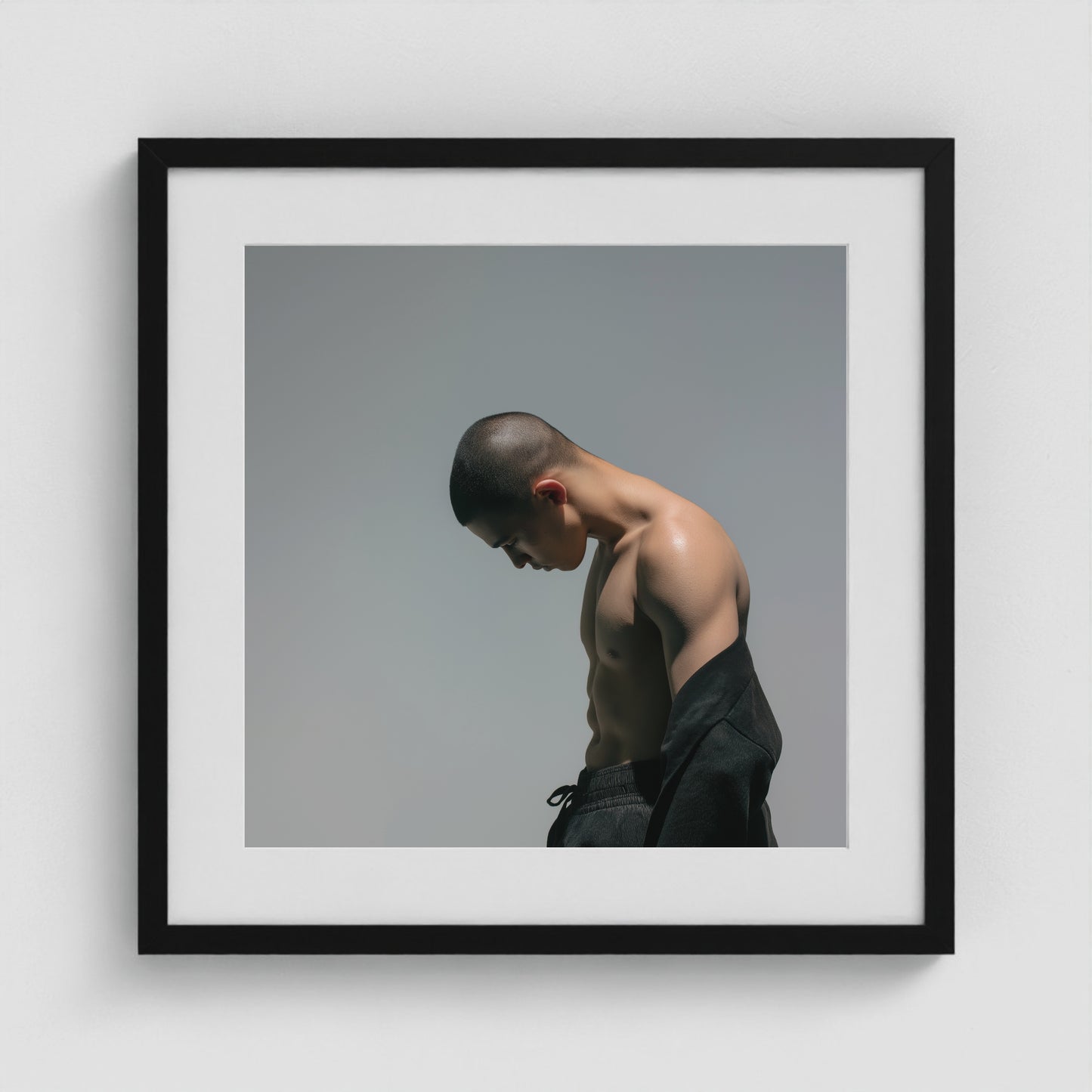 Lowered Gaze 20x20 Black Square Box Frame
