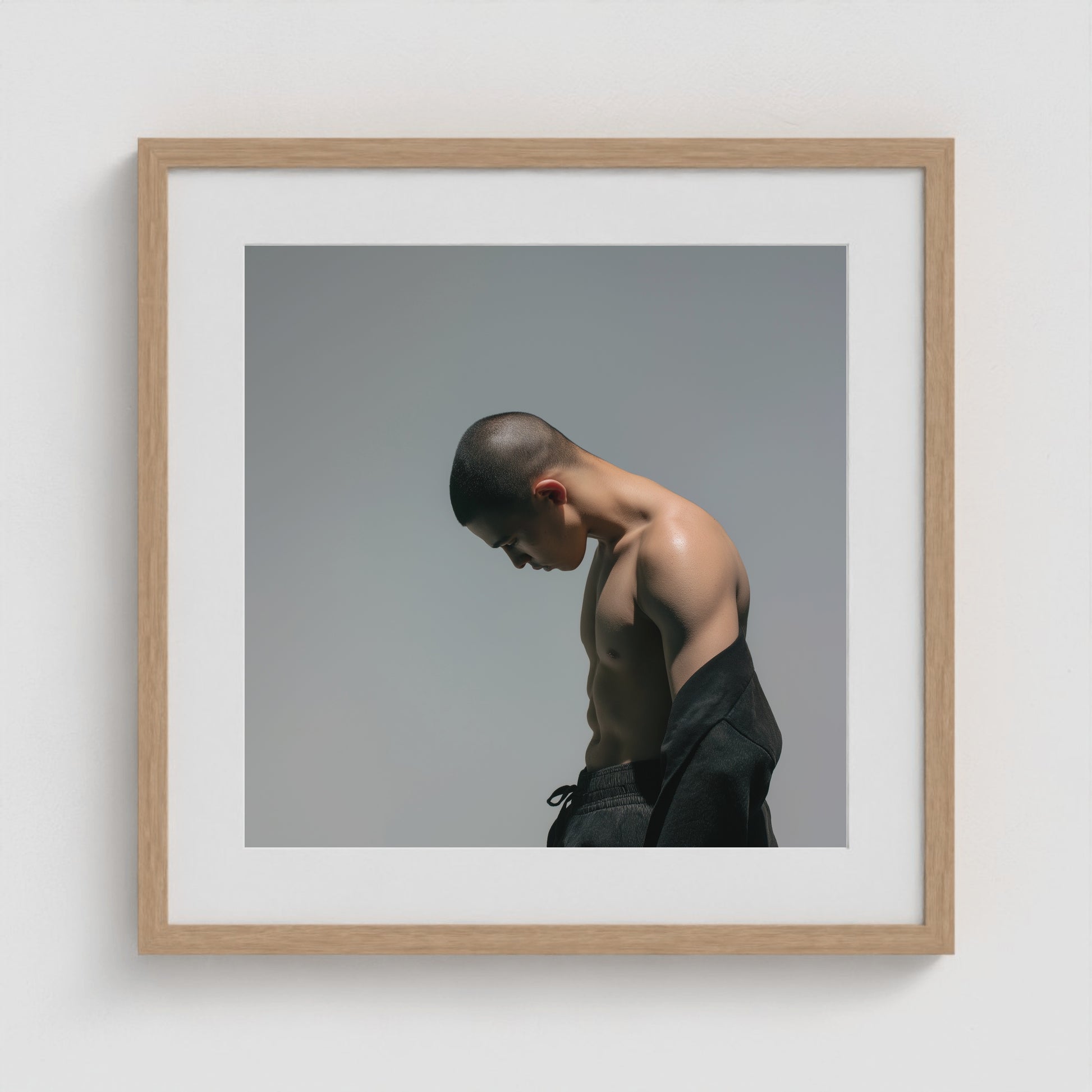 Lowered Gaze 20x20 Natural Square Box Frame