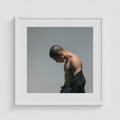 Lowered Gaze 20x20 White Square Box Frame