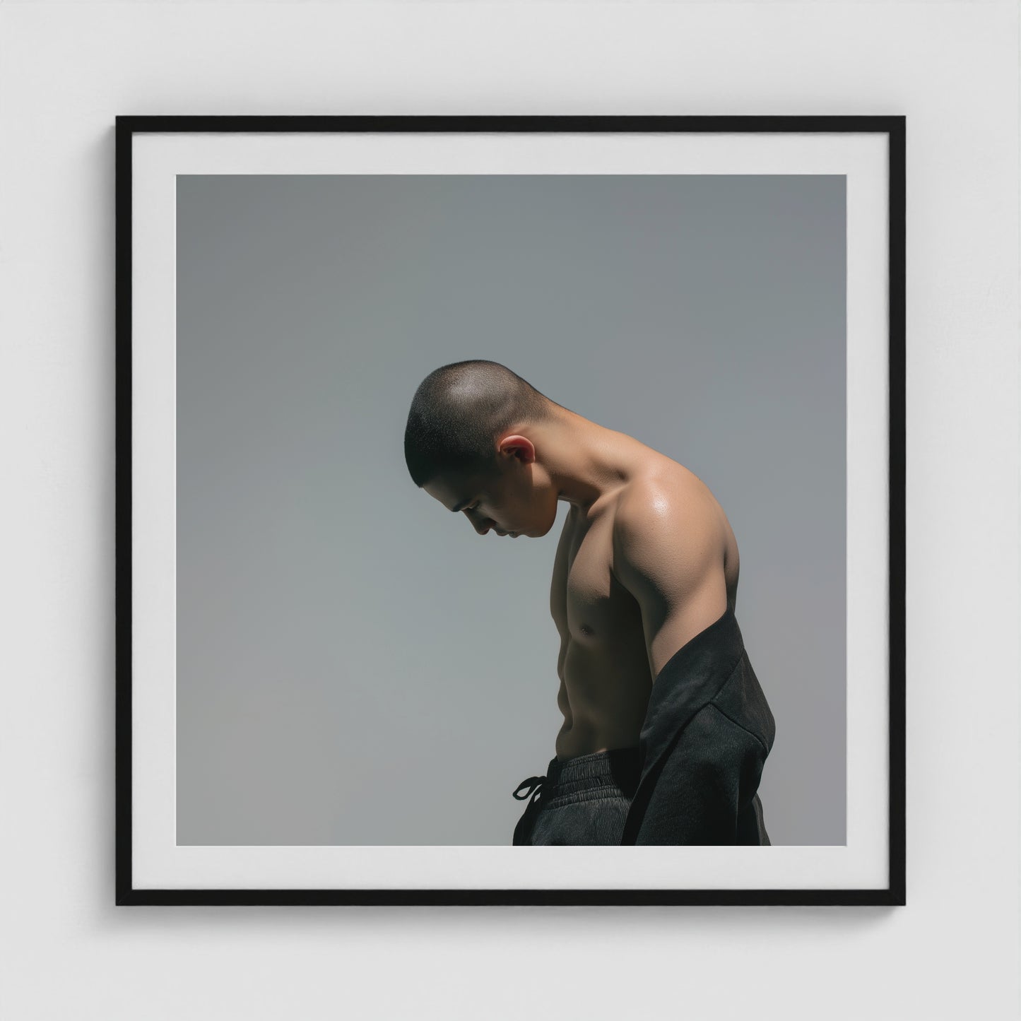 Lowered Gaze 36x36 Black Square Box Frame