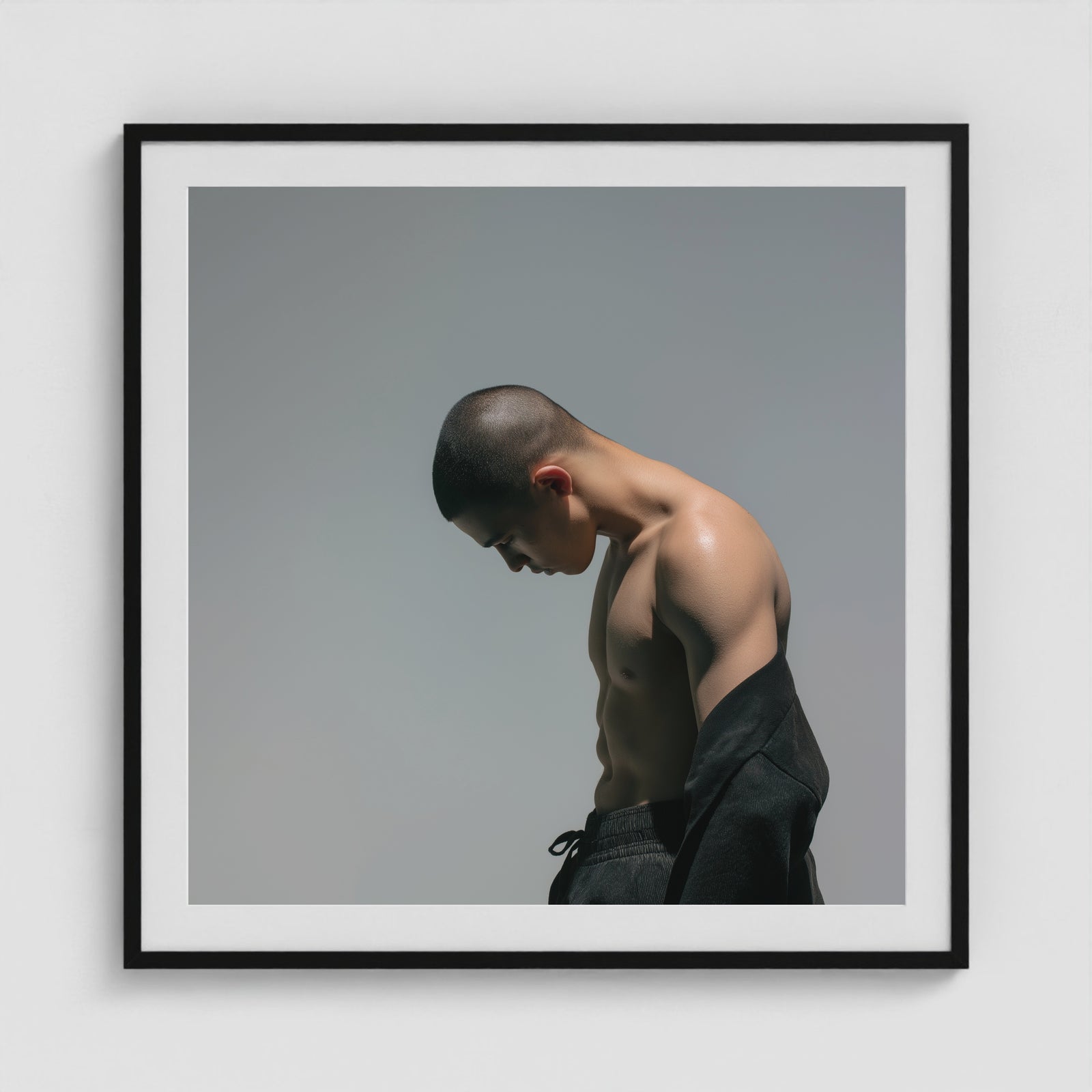 Lowered Gaze 36x36 Black Square Box Frame