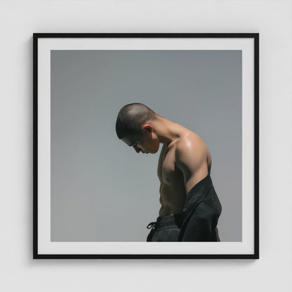 Lowered Gaze 36x36 Black Square Box Frame