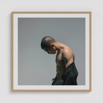 Lowered Gaze 36x36 Natural Square Box Frame