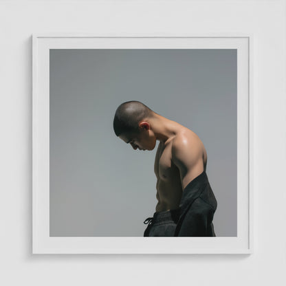 Lowered Gaze 36x36 White Square Box Frame