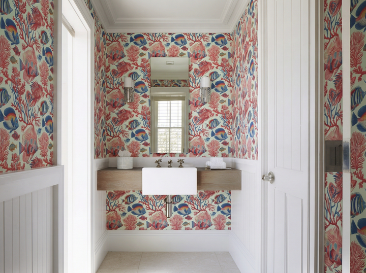 Close up detail of Red Fish Blue Fish Wallpaper | Provenance & Patina