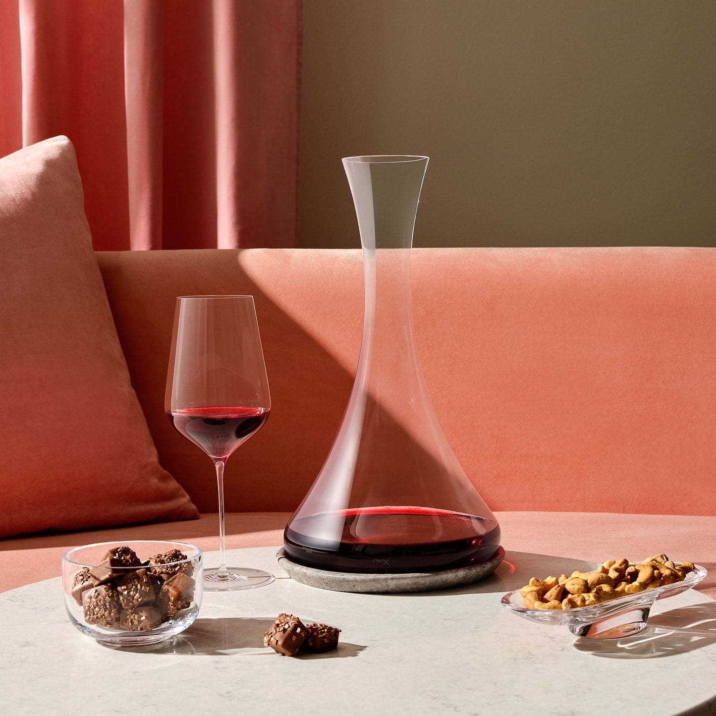 Lifestyle view of Jazz Wine Decanter with Marble Base | Provenance & Patina