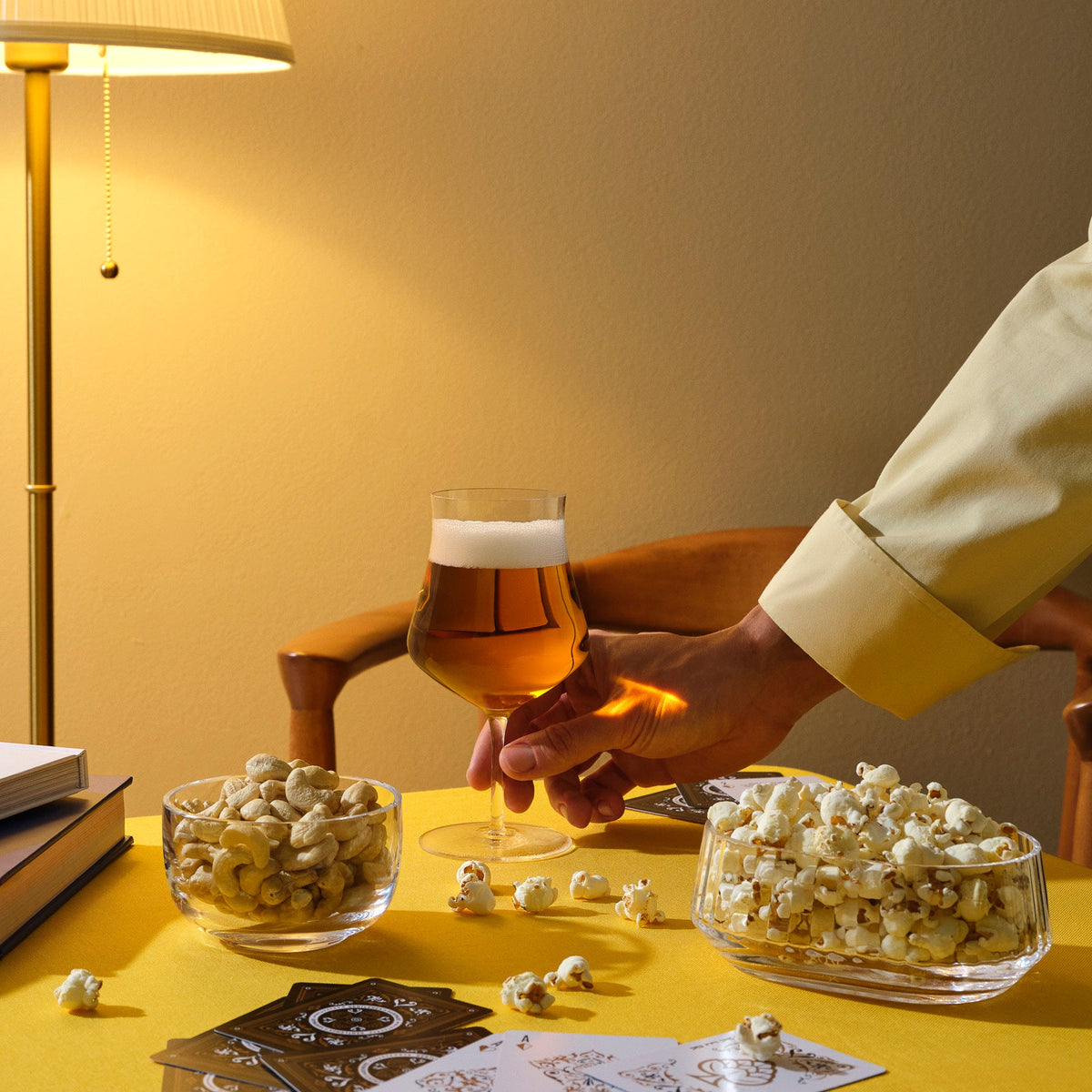 NUDE Glass Islands beer glass styled alongside the Malt bowl and Round Up bowl on a table.