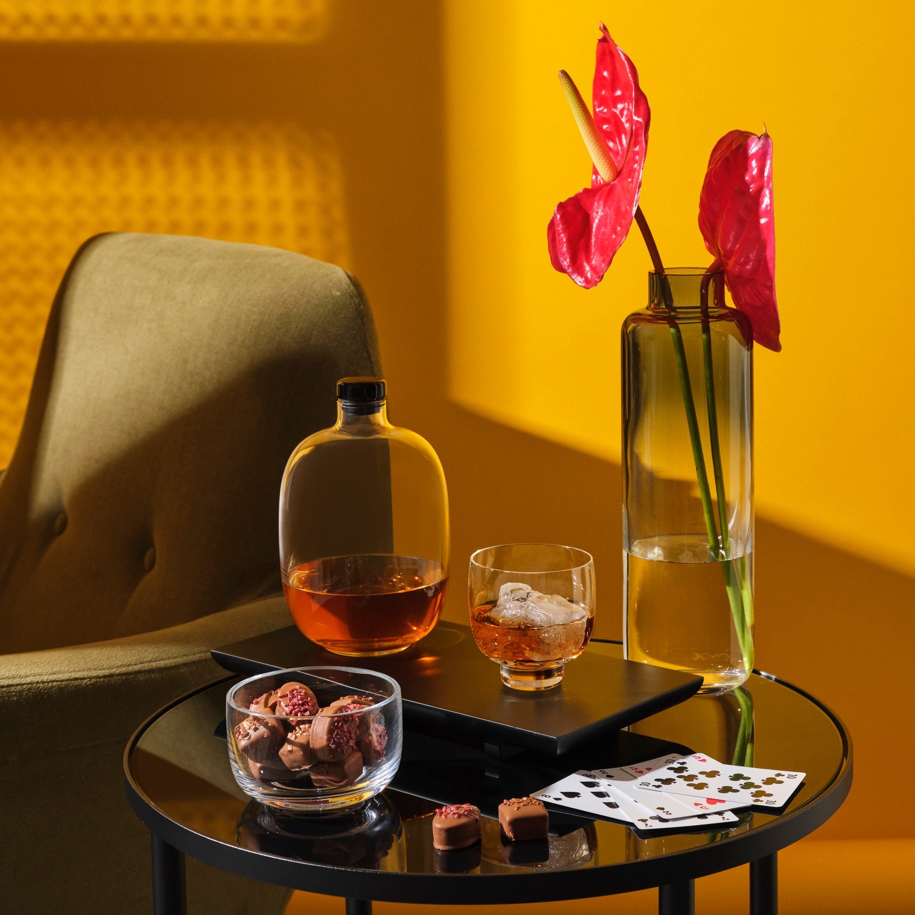 Lifestyle view of Malt Gift set with wooden tray Barware | Provenance & Patina