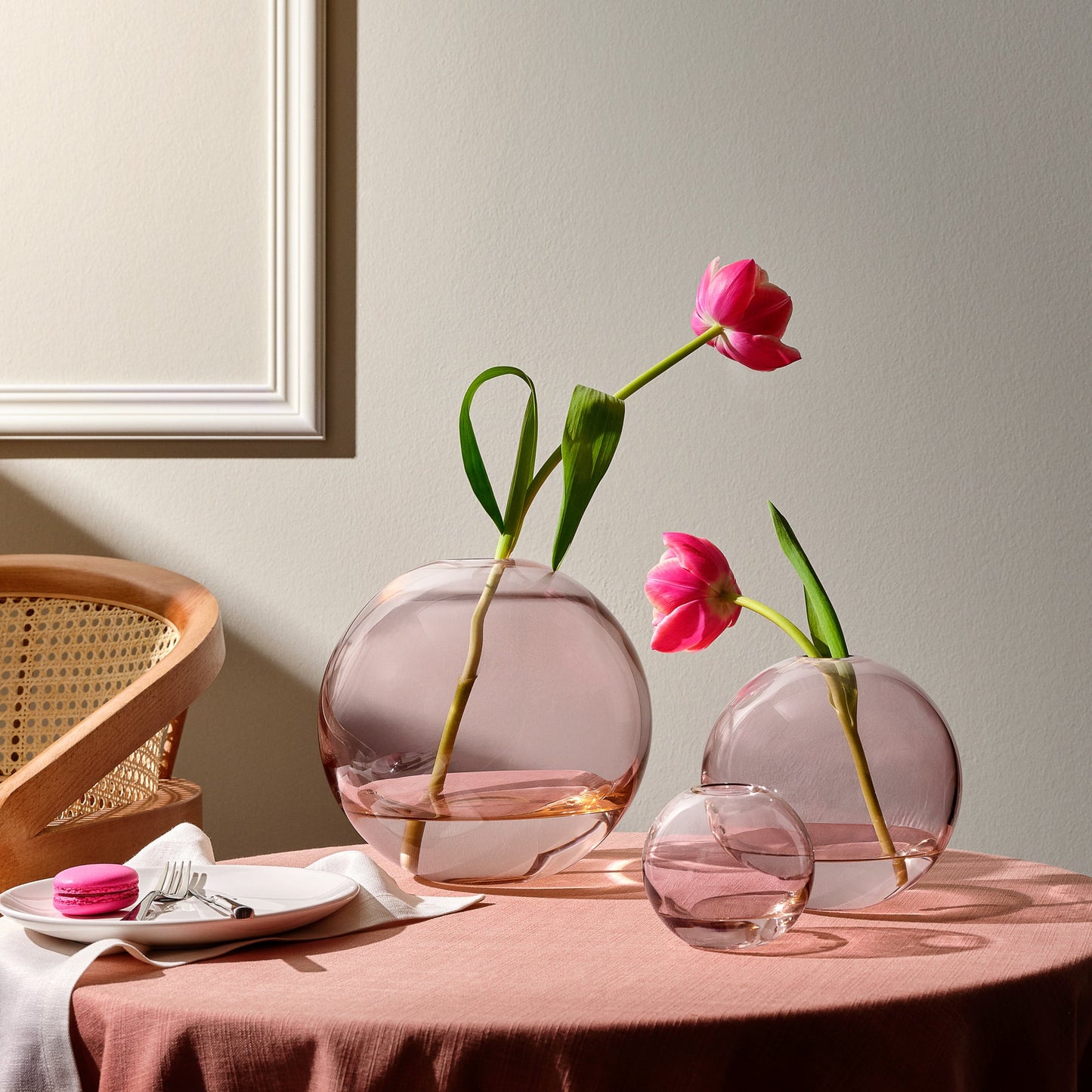 Lifestyle view of Mars Vase Medium Steel Apricot Barware | Provenance & Patina