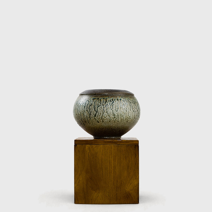 Product shot of Celadon Glazed Ceramic Vessel – Masculine Fine Art - Luxury Vases | Provenance & Patina