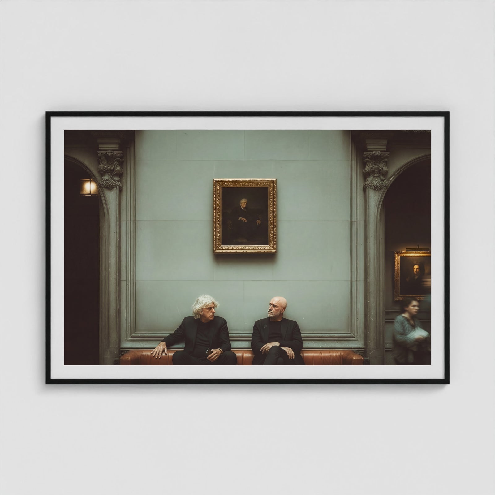 Men at the Museum 60x40 Black Landscape Box Frame