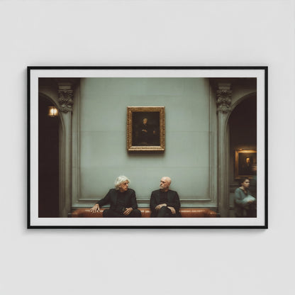 Men at the Museum 60x40 Black Landscape Box Frame