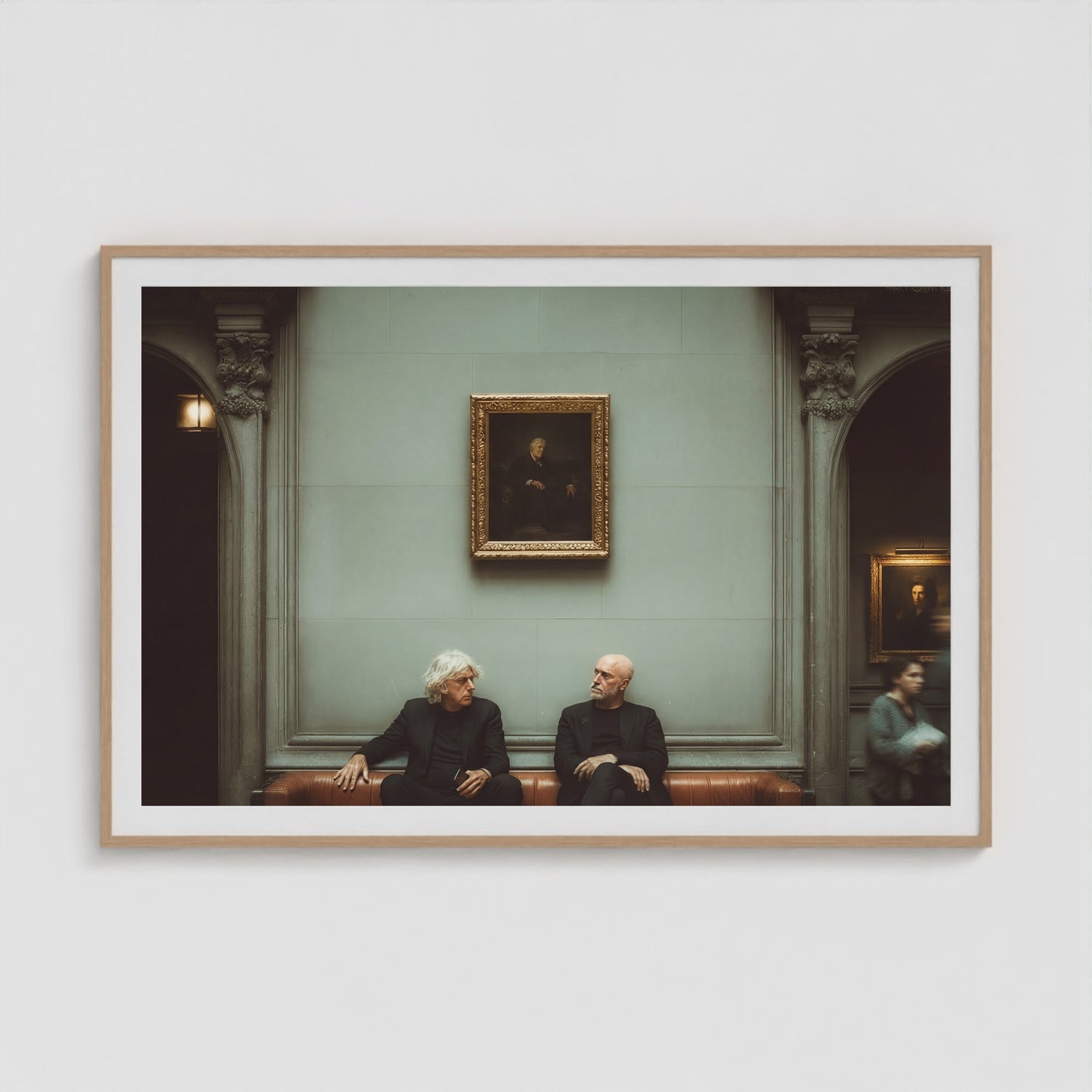 Men at the Museum 60x40 Natural Landscape Box Frame