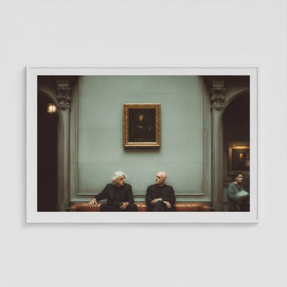 Men at the Museum 60x40 White Landscape Box Frame