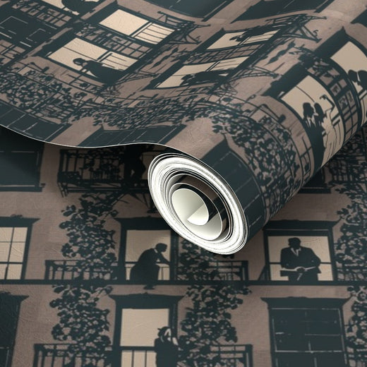 Elegant soft shimmer on the Taupe metallic wallpaper option.