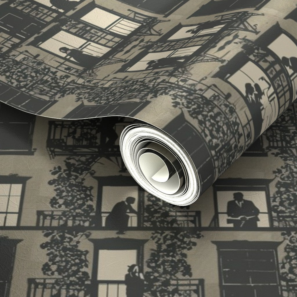 Luminous pearlescent finish on the Greige wallpaper variant.