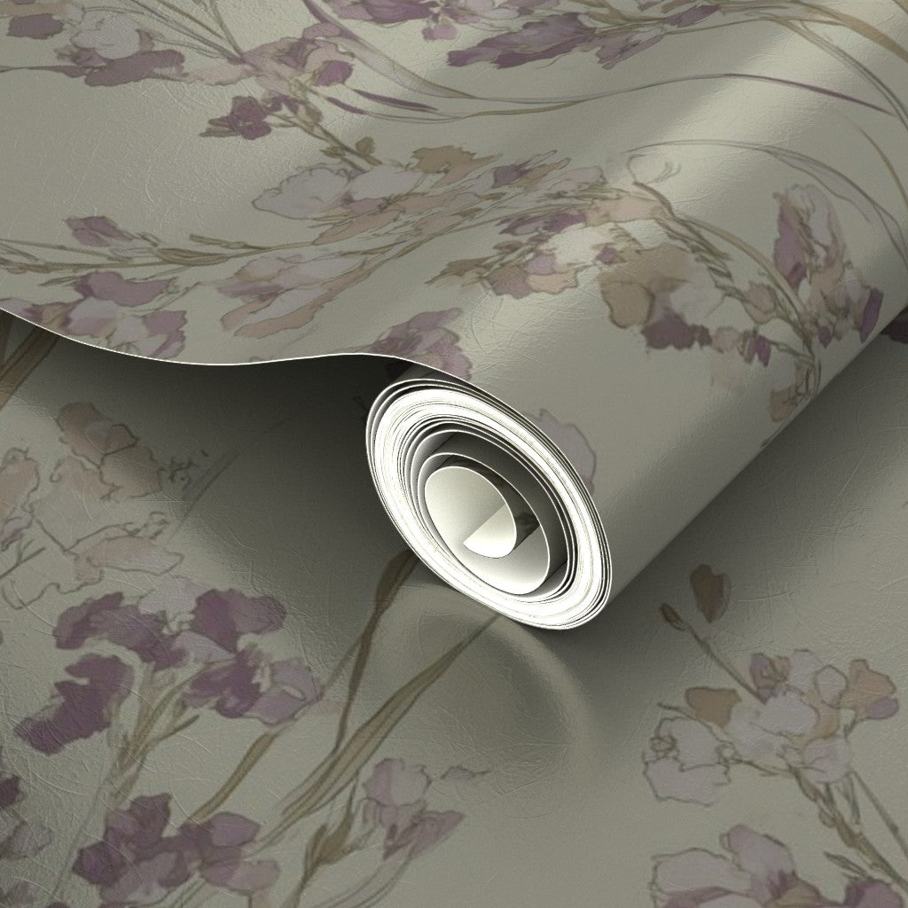 Luminous finish detail on Canary yellow watercolor wallpaper.