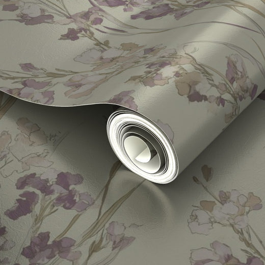 Luminous finish detail on Canary yellow watercolor wallpaper.