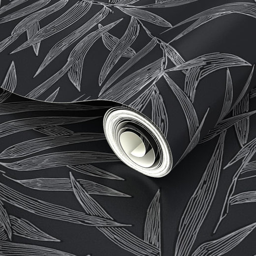 Detailed view of the subtle reflective finish on Smoke metallic wallpaper.