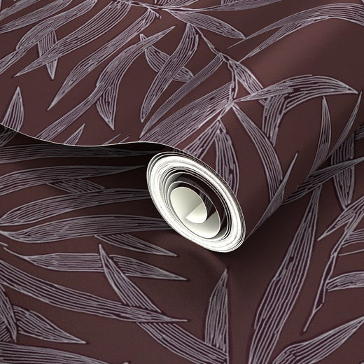 Detail of the shimmering metallic backing on the Ruby bamboo wallpaper.