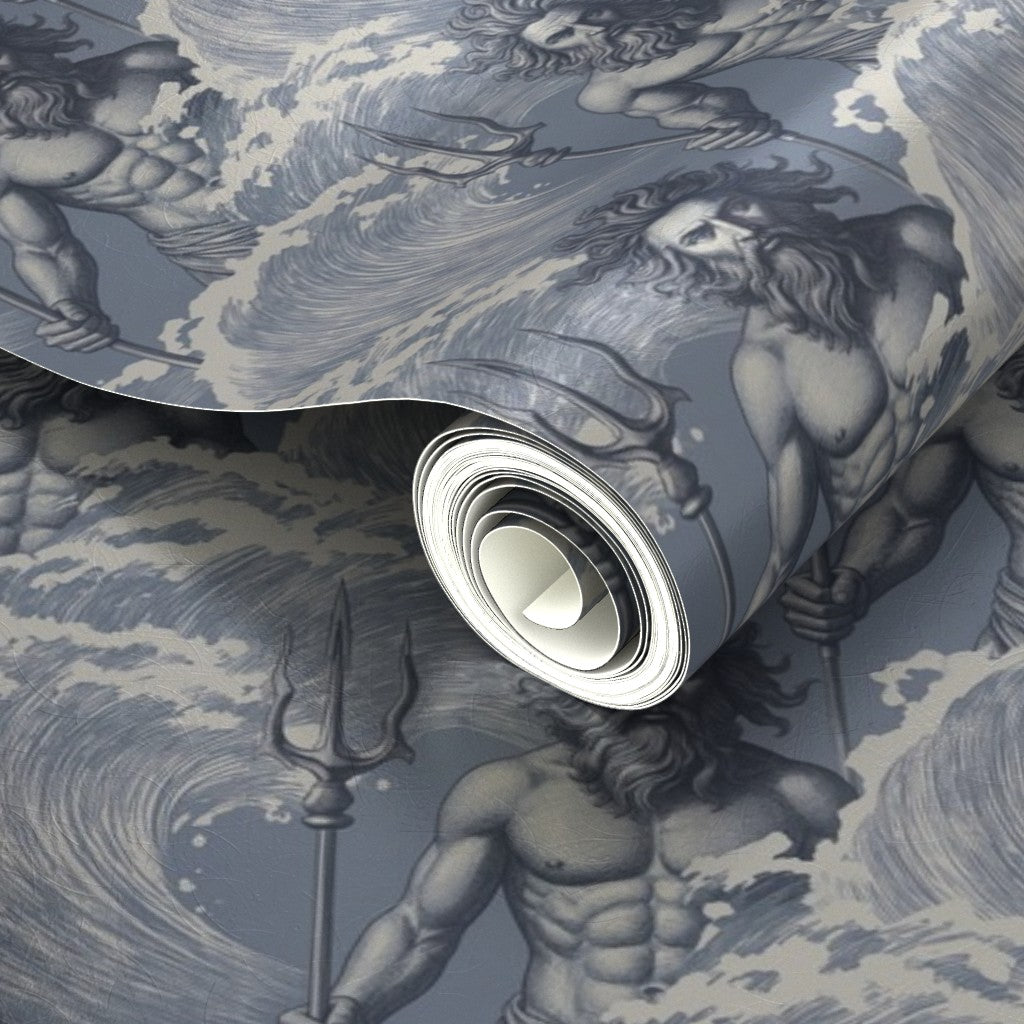 Subtle pearlescent reflection detail of the Mist metallic Neptune wallpaper substrate.