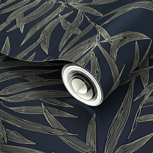 Detail of the pearlescent metallic substrate under light highlighting the bamboo design.