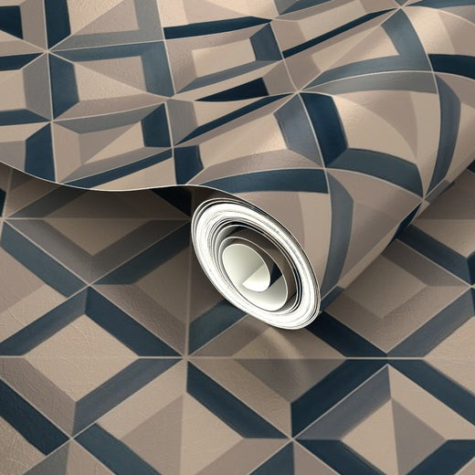 Detail view of the subtle reflective sheen on Ponti Ocean metallic wallpaper