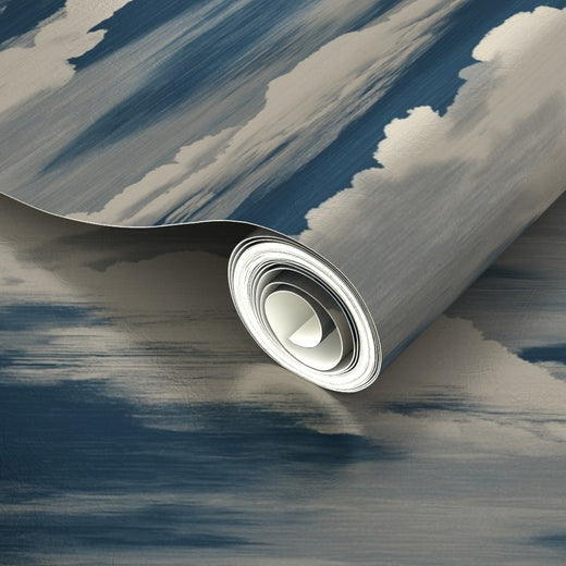 Luminous pearlescent shimmer on Light Night Sky clouds metallic wallpaper.