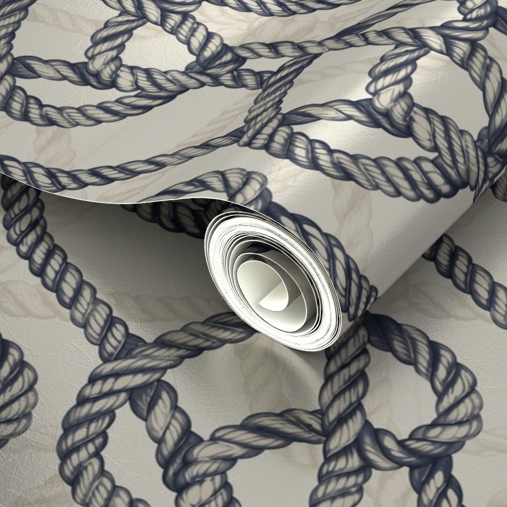 Pearlescent metallic paper detail of Harbor Knot coastal wallpaper
