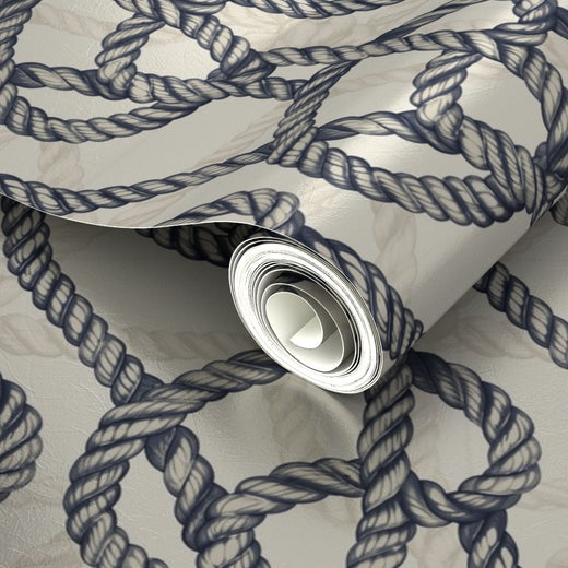 Pearlescent metallic paper detail of Harbor Knot coastal wallpaper