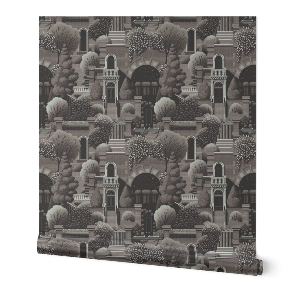 Metallic finish sample of Uptown Scenic Wallpaper in Purple