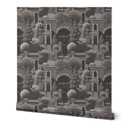 Metallic finish sample of Uptown Scenic Wallpaper in Purple