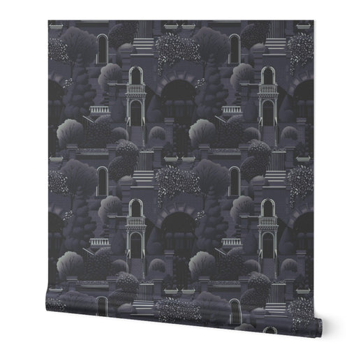 Metallic finish sample of Uptown Scenic Wallpaper in Sage
