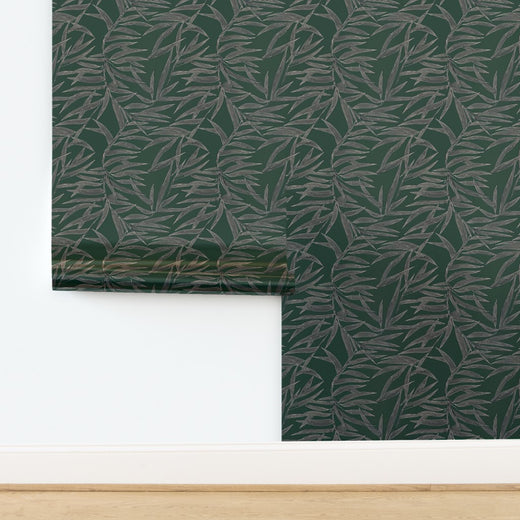 Emerald green Bamboo wallpaper with a subtle pearlescent metallic finish.