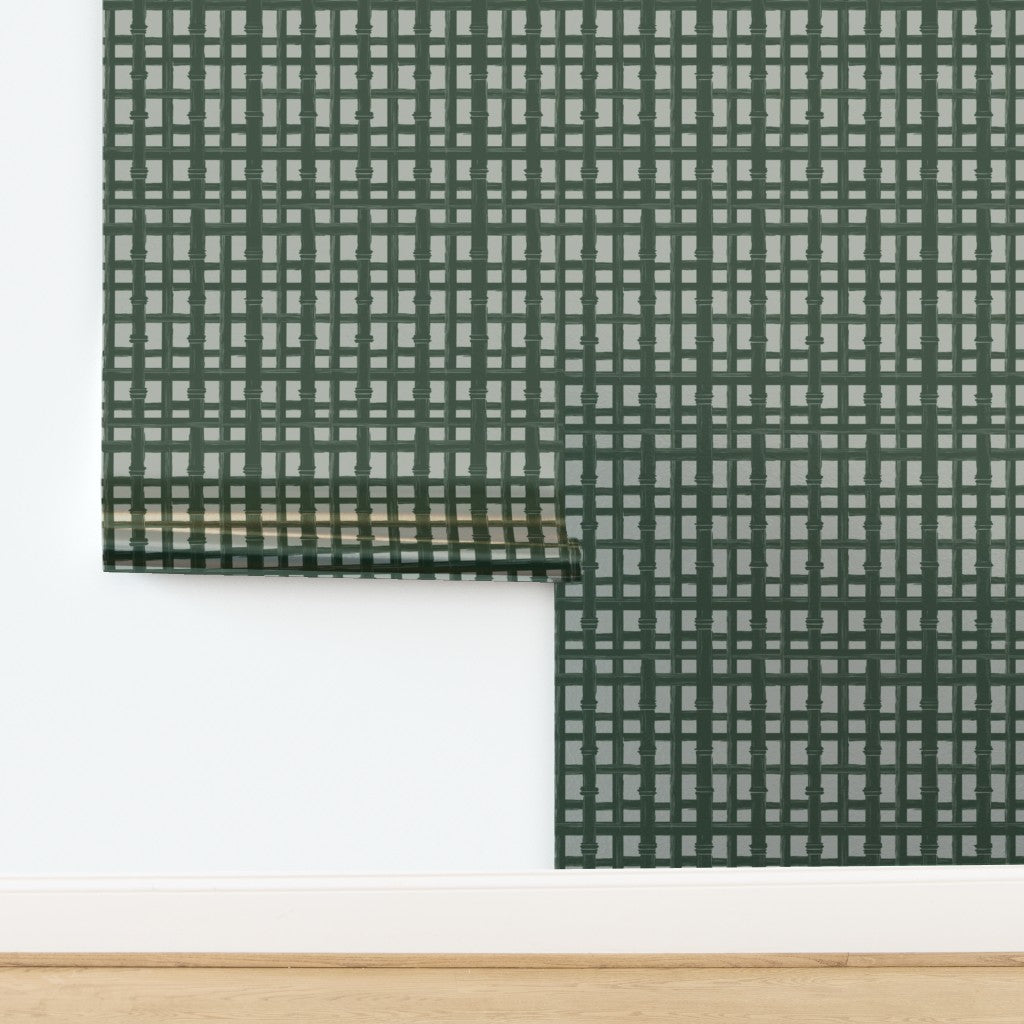 Luminous metallic finish wallpaper showcasing a bamboo screen pattern.