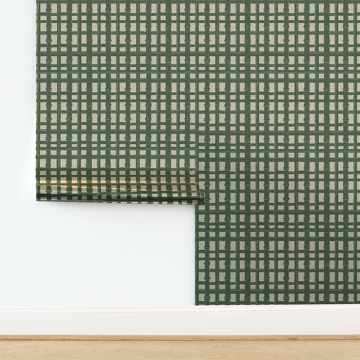 Metallic pearlescent bamboo screen wallpaper in Beige Ground.