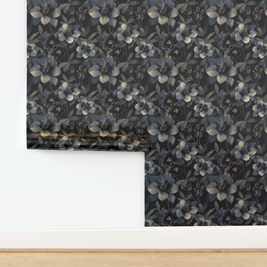 Metallic pearlescent paper option for the black and gold botanical design.