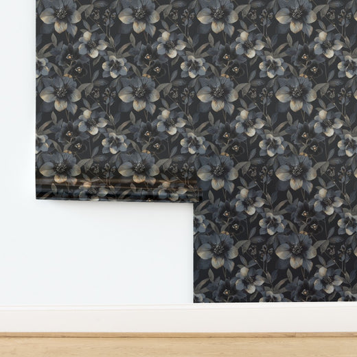 Metallic pearlescent paper option for the black and gold botanical design.