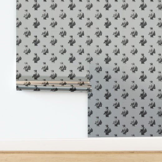 Luminous metallic finish option of the Apollo wallpaper reflecting light